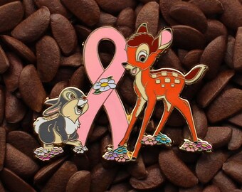 Pink Red Blue Ribbon Bambi Thumper Flower Pin