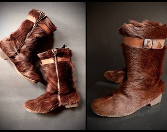 Vintage 70s Goat Hair Boots Etsy