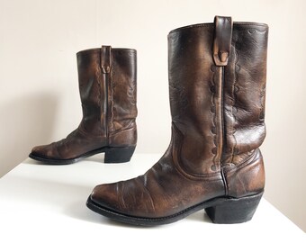 vintage cowboy boots women/'s 9.5 M B brown wrangler leather cowgirl 1970/'s