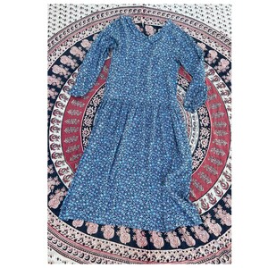 Vintage '80s '90s PUTUMAYO Drop Waist Dress | Blue Floral Print Rayon Dress,  Spring Cottage Core Dress, S/M - Etsy