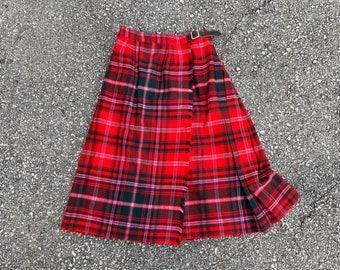 Vintage ‘60s Peter MacArthur tartan kilt | preppy wool plaid wrap skirt, authentic Scottish kilt, Christmas, ladies S