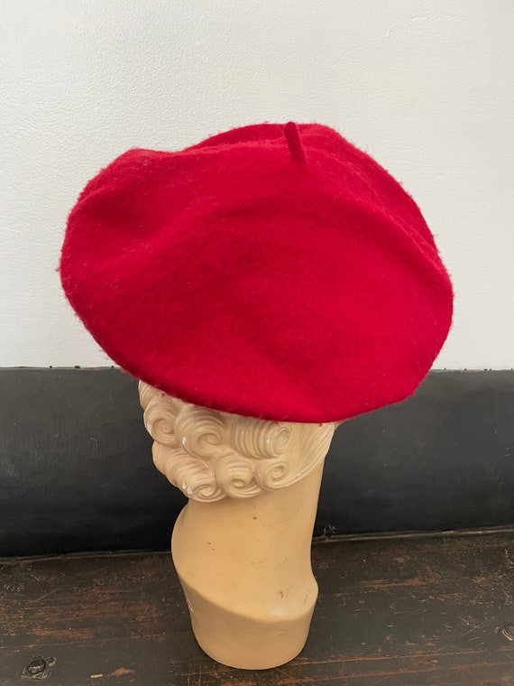 Vintage ladies red wool beret or tam, ladies hat,… - image 10