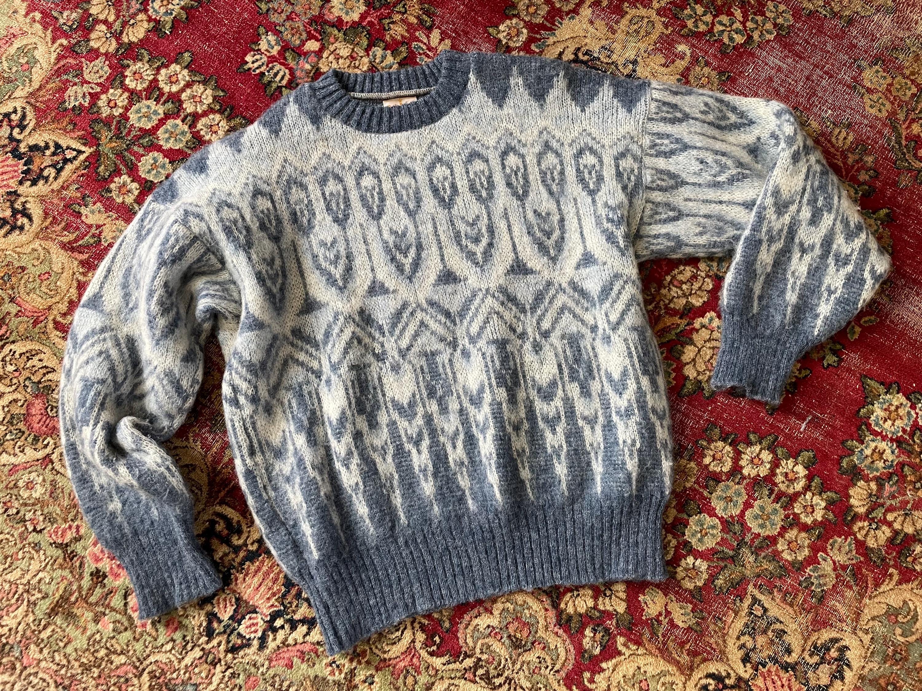 Vintage Vaka Icelandic Wool Sweater | Slate Blue Wool Crewneck