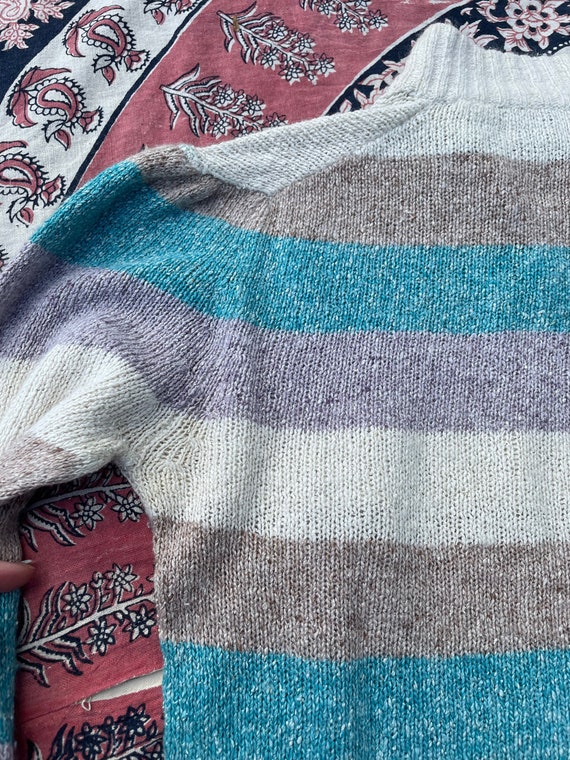 Vintage early ‘80s silk & angora striped sweater … - image 8