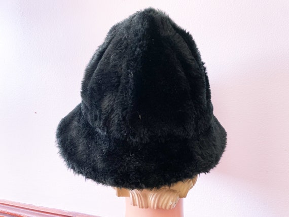 Vintage 1960’s black fuzzy faux fur bucket hat| ‘… - image 6