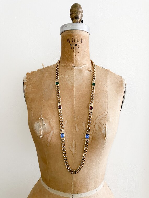 Vintage ‘80s long & heavy gold chain necklace wit… - image 10