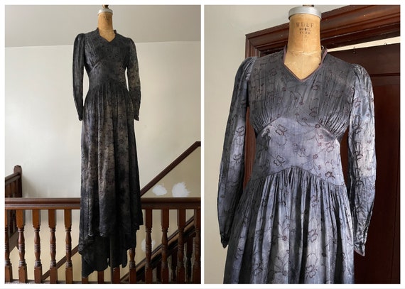 DIY Halloween Costume, Hand Dyed Vintage 1940's Wedding Dress With Train |  Magical Witch Gown, Gothic, Dark Fairy, XXS - Etsy