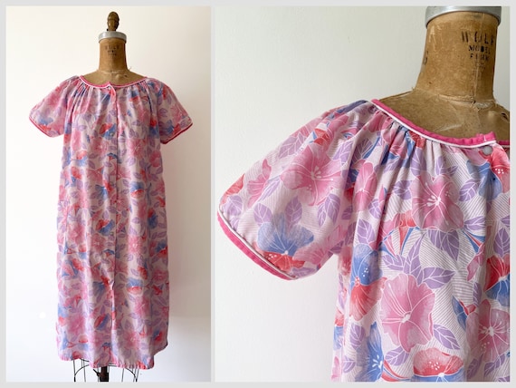 Vintage 1970’s Regal Rose pink tropical floral ho… - image 1