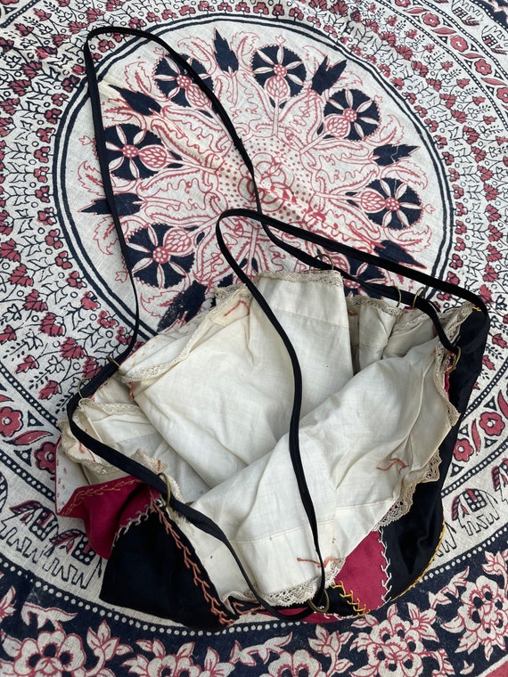 Antique Victorian patchwork reticule handbag | ha… - image 3