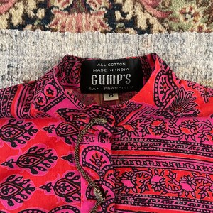 Vintage 70s Gumps San Francisco Indian hand block print tunic top, high end, bohemian dress, XS/S image 4