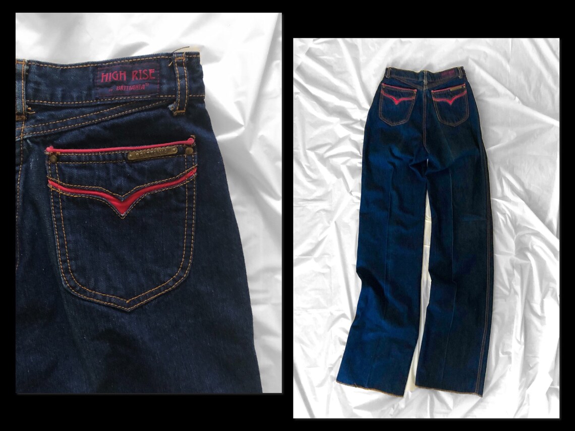 Vintage 70s 80s BRITANNIA ultra high waisted disco jeans Etsy