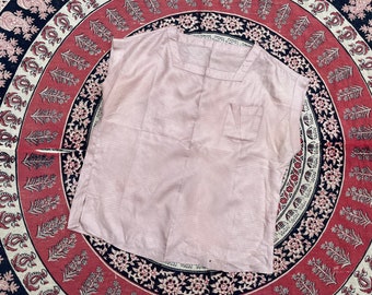 Vintage early ‘80s blouse, palest dusty rose | square neck, loose fit, M