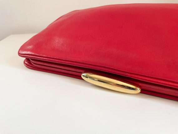 Vintage ‘80s Italian lipstick red oversize clutch… - image 6