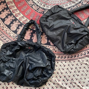 Set of 2 vintage 80s BIJOUX parachute overnight bags nylon shoulder bag, parachute bag, weekend bag set, 80s aesthetic image 1