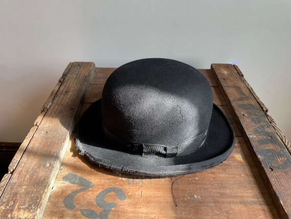 Antique distressed bowler hat, Halloween costume … - image 4
