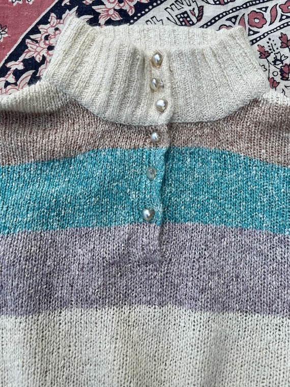 Vintage early ‘80s silk & angora striped sweater … - image 2