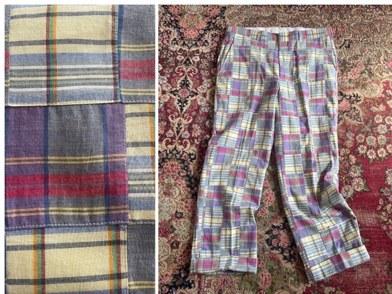 Vintage ‘80s ‘90s J. PRESS plaid madras patchwork… - image 1