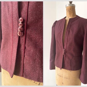 Vintage ‘80s David Benjamin wine wool blazer | burgundy puff shoulder blazer, Taiwan, ladies S