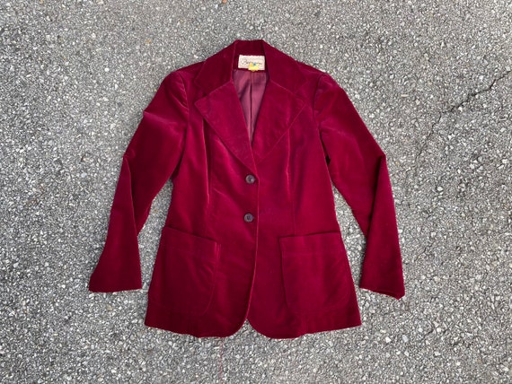 Vintage 1970s wide lapel velvet blazer | ladies gl