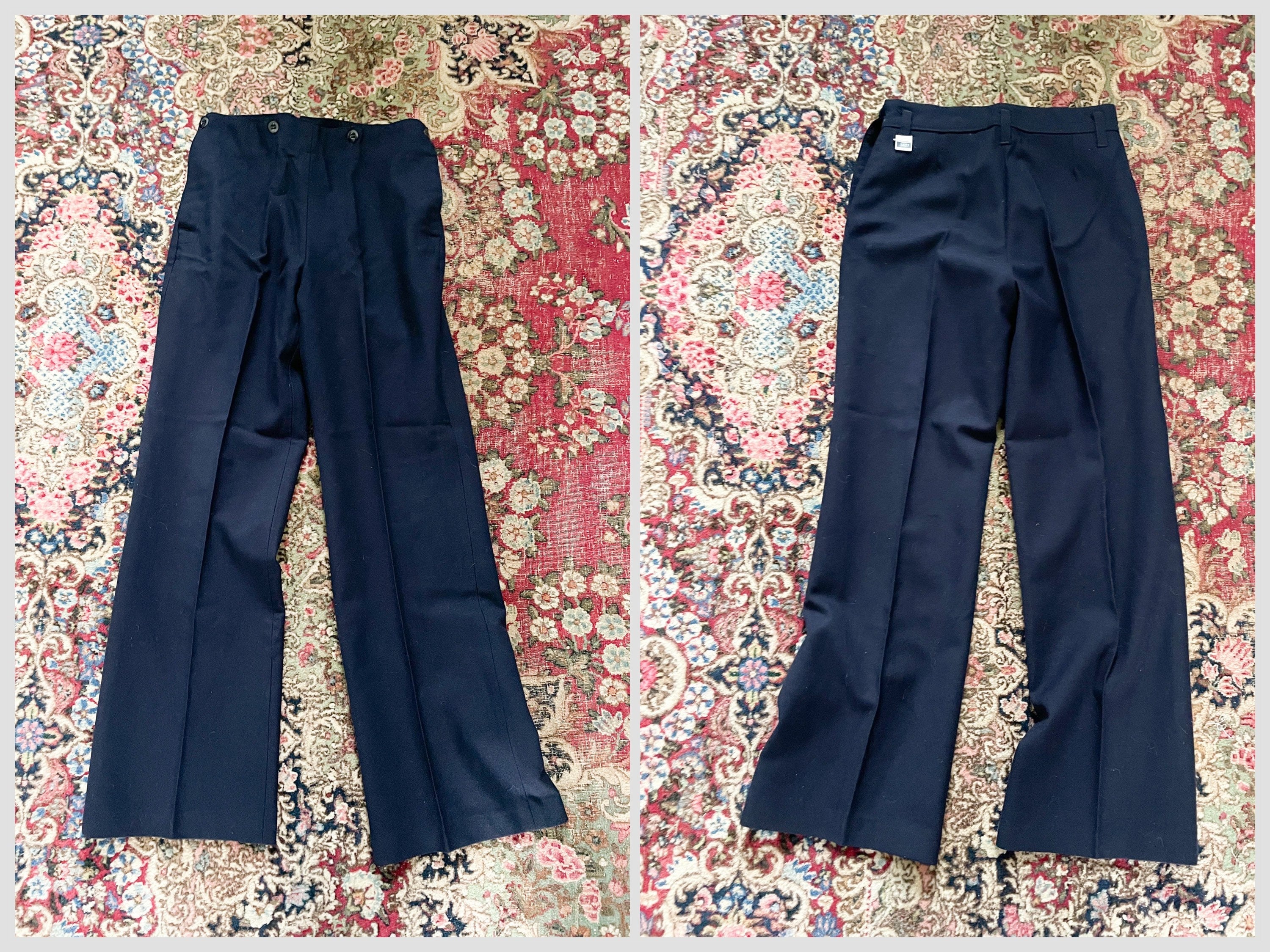 1960's Blue Twill Military Marching Band Trousers/pants With Black