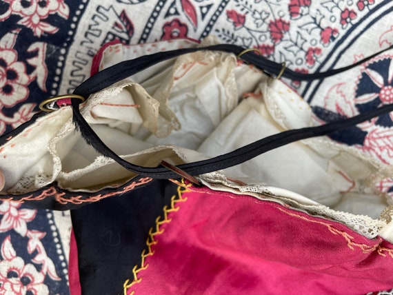 Antique Victorian patchwork reticule handbag | ha… - image 5
