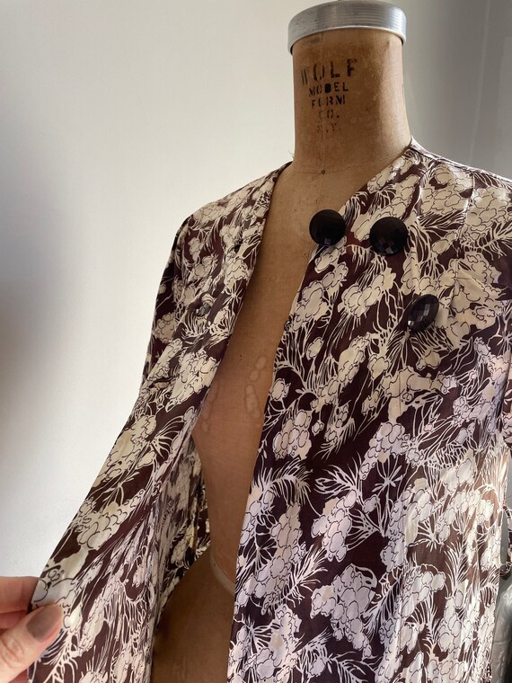True vintage 1940’s rayon satin blouse | brown & … - image 8