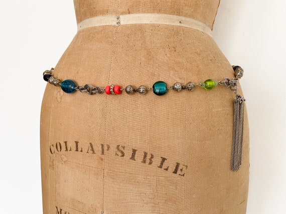 Gorgeous Vintage 1960's Bohemian Chain Belt, Accented With Gorgeous Vintage 1960's Bohemian Chain Belt, Accented With