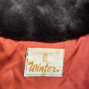 True vintage 1950s espresso faux fur coat Styled by Winter, vegan fur jacket, Christmas holiday, S/M image 4