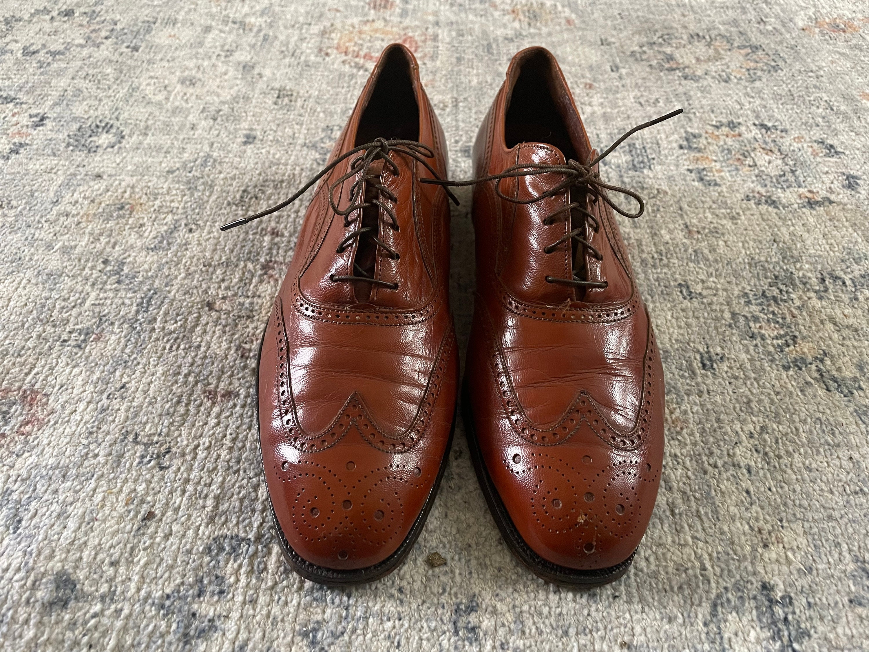 Florsheim VTG Pebbled Longwing Wingtip Oxfords sz8 Truly Vintage Florsheim Black Pebbled Leather Longwing  main image 2
