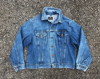 Vintage ‘60s ‘70s Maverick BLUE BELL denim jacket | soft all cotton jean jacket, unisex L