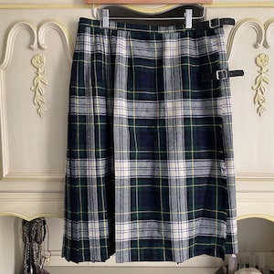 Vintage W. Bill Ltd wool tartan kilt | preppy plaid pleated wrap skirt, womens M/L