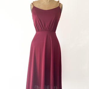 Vintage 1970s early 80s 2 piece dress set Victorian lace blouse & spaghetti strap disco dress, berry wine, XS image 7