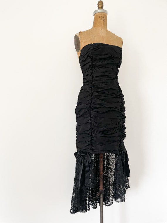 Vintage ‘80s Gunne Sax goth prom dress | straples… - image 2