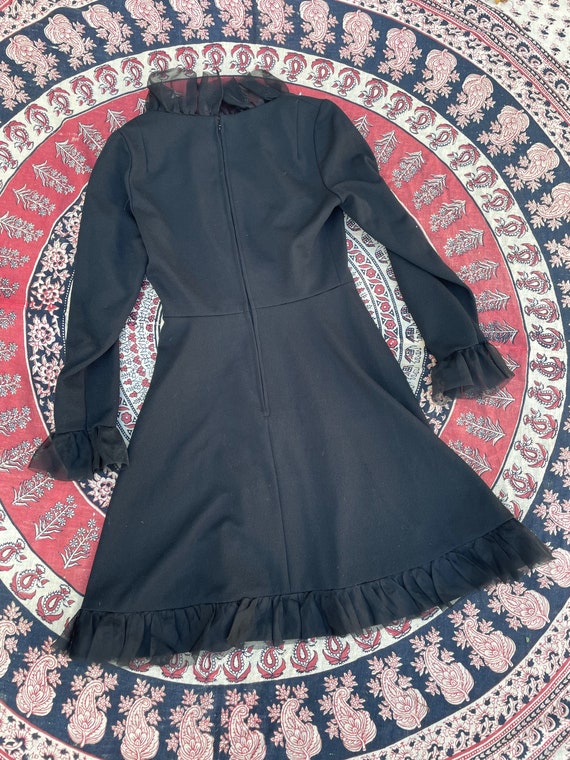 Vintage ‘60s 1970’s cocktail dress | black with s… - image 7