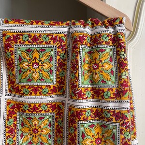 Authentic vintage 1960s India hand block print tapestry Indian hand block floral coverlet, hippie, boho home image 5