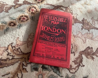 Antique vintage Reversible Map of LONDON and 30 Miles Round book with index by Alexander Gross
