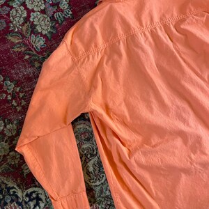 Vintage 80s neon orange button down shirt 90s aesthetic, all cotton shirt, boxy with longer back tail, Halloween image 8