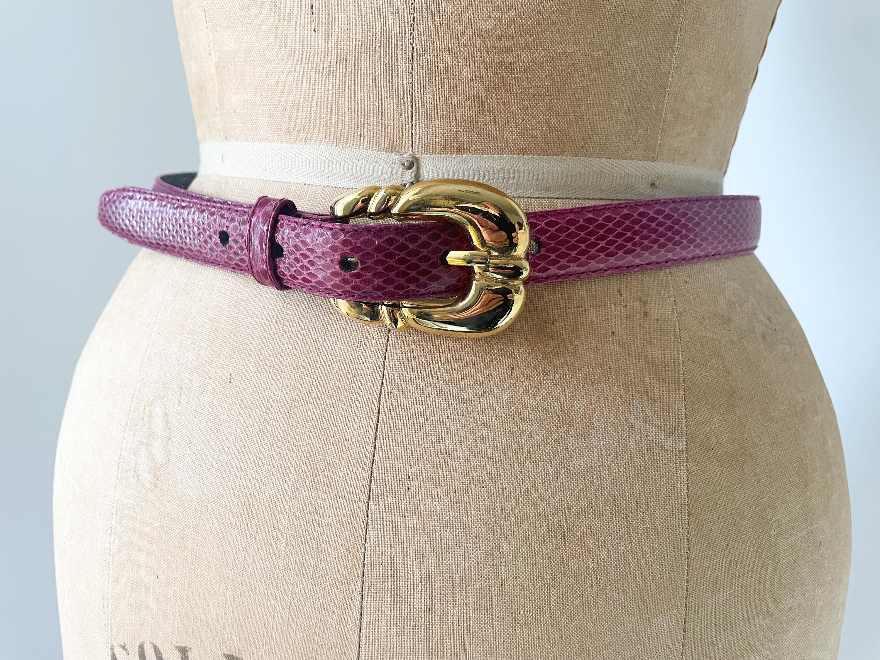 WCM New York Snakeskin Print Genuine Leather Belt‎ Womens Medium Purple Ariat Leather Snakeskin Purple Rhinestone | Mercari main image 2