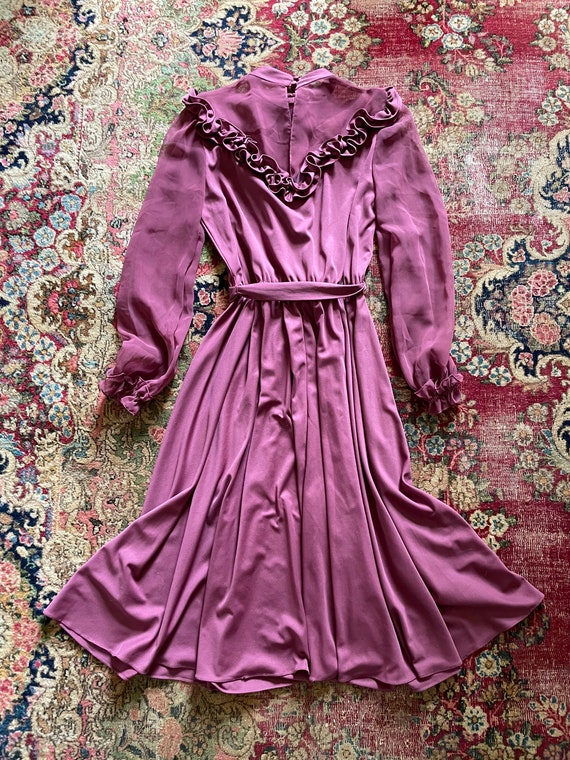 Vintage ‘70s mauve chiffon party dress |  dusty p… - image 4