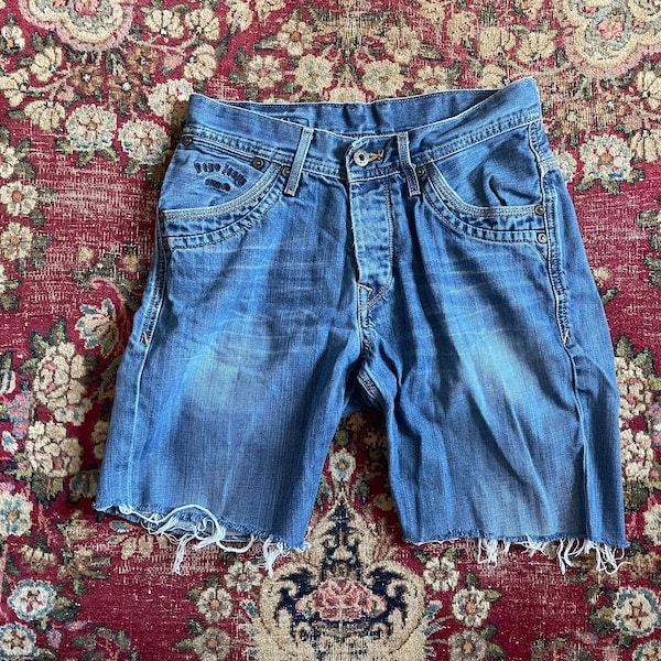 Vintage ‘90s Y2K PEPE JEANS London cutoffs | 100 cotton jean shorts, whiskered denim shorts, S