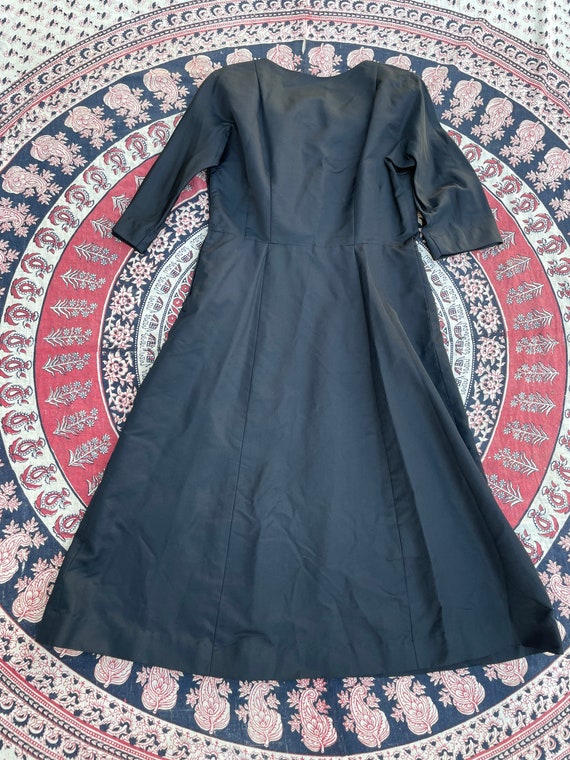 Vintage ‘50s classic black cocktail dress | silk … - image 8