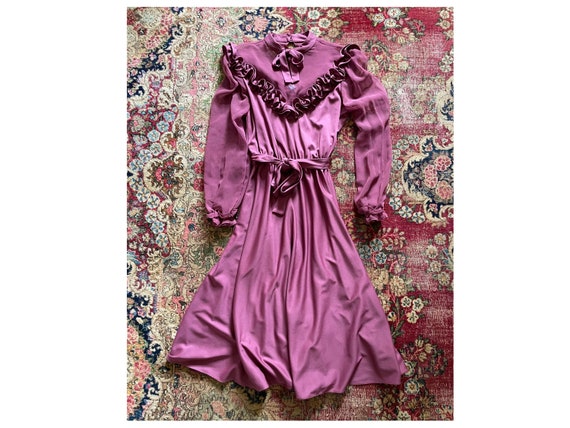 Vintage ‘70s mauve chiffon party dress |  dusty p… - image 1