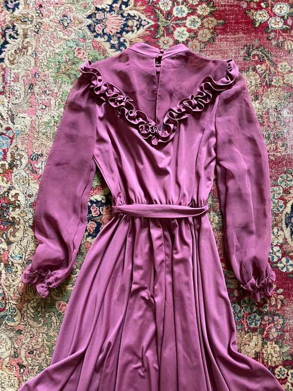 Vintage ‘70s mauve chiffon party dress |  dusty p… - image 5