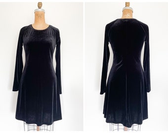 Vintage ‘90s MODA International black velvet dress | Lycra skater dress, whimsigoth dress, 1990s grunge aesthetic, S