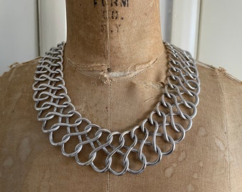 Vintage 1980’s ‘90s Anne Klein infinity chain link necklace & earring set, lion head, statement choker