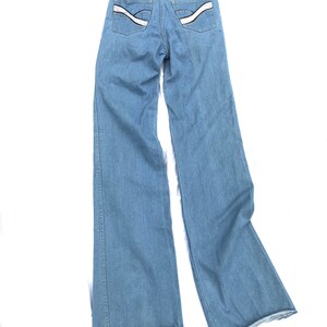 Vintage 1970s French Star bell bottom jeans Authentic 70s dead stock denim bell bottoms, high waist jeans, 26W x 36L image 6