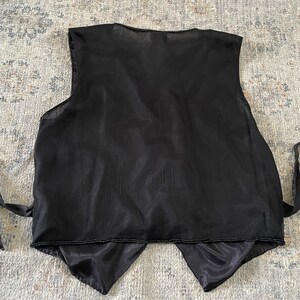 Vintage 80s 90s NIKs TOUCH black iridescent sequin vest with silk sheer back rayon & silk beaded vest, India, S/M image 5