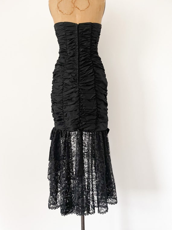 Vintage ‘80s Gunne Sax goth prom dress | straples… - image 6