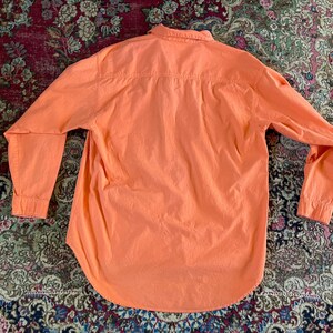 Vintage 80s neon orange button down shirt 90s aesthetic, all cotton shirt, boxy with longer back tail, Halloween image 6