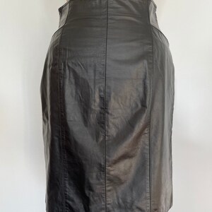 Vintage 90s Wilsons black leather skirt high waisted, knee length, pink, grunge aesthetic, XS/S image 5